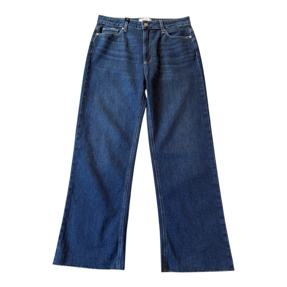 PAIGE Leenah Ankle Raw Hem Wide Leg Jeans Women's Size 10 (30) Gracie Lou NWT - Picture 2 of 7